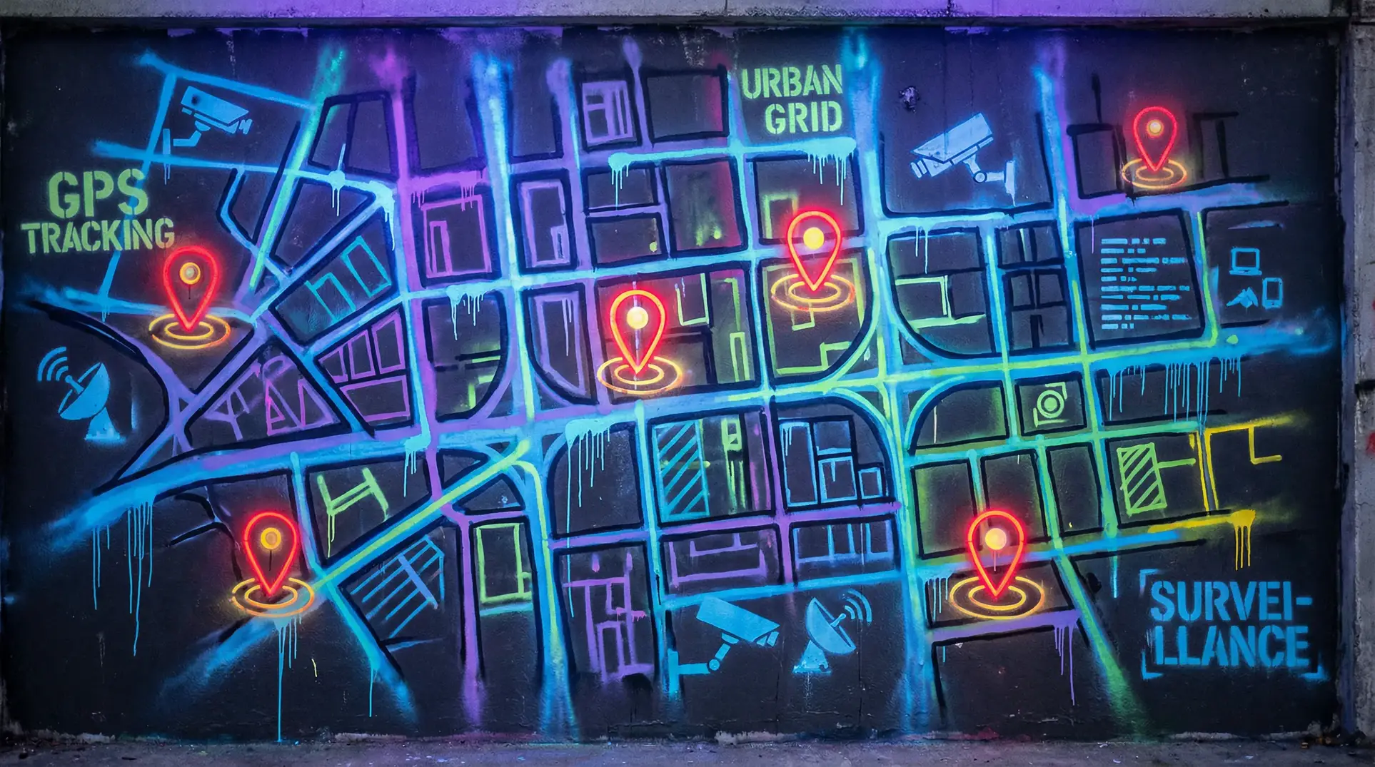 抖音卡 狗仔追踪地图 - 城市涂鸦风格